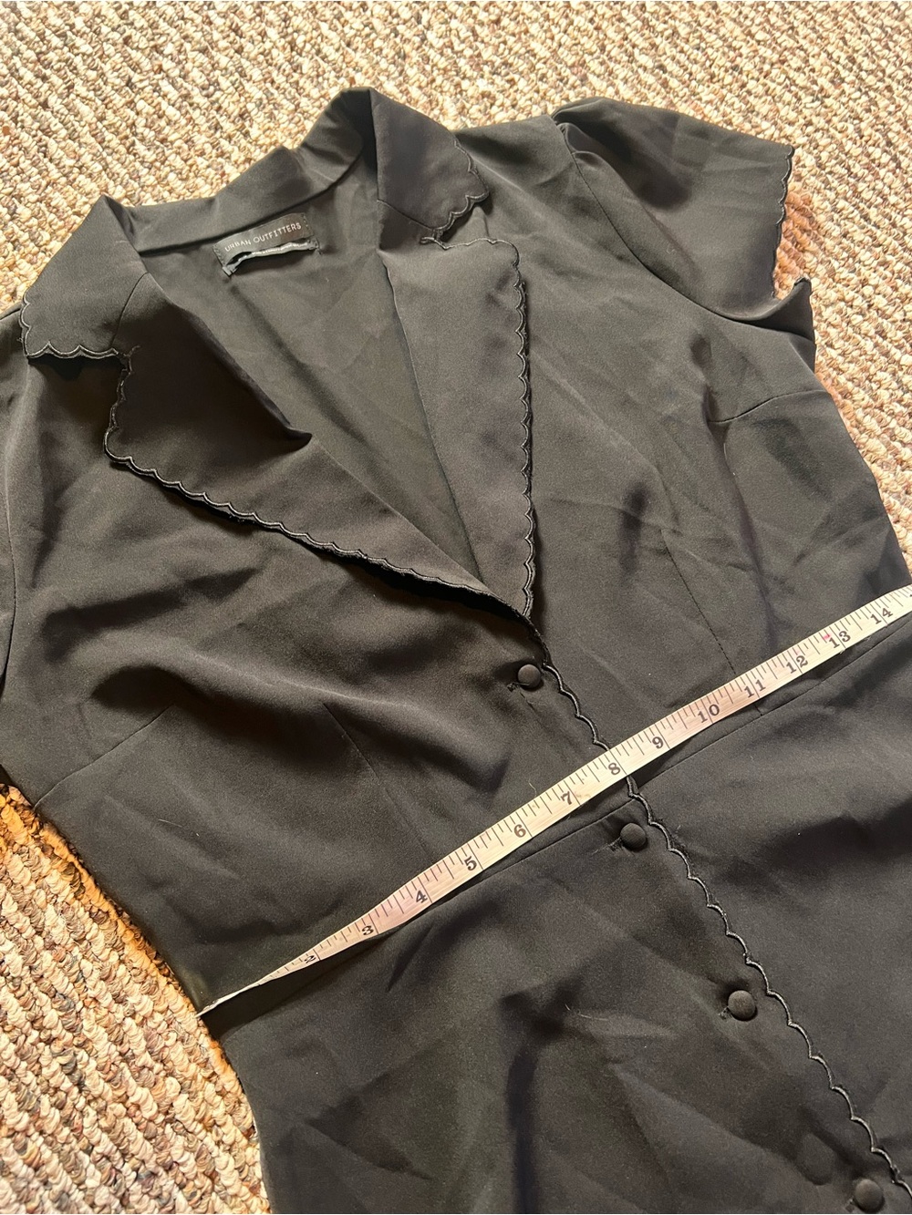 Urban Outfitters Black Scalloped Button-Front Mini Dress - Picture 3 of 4